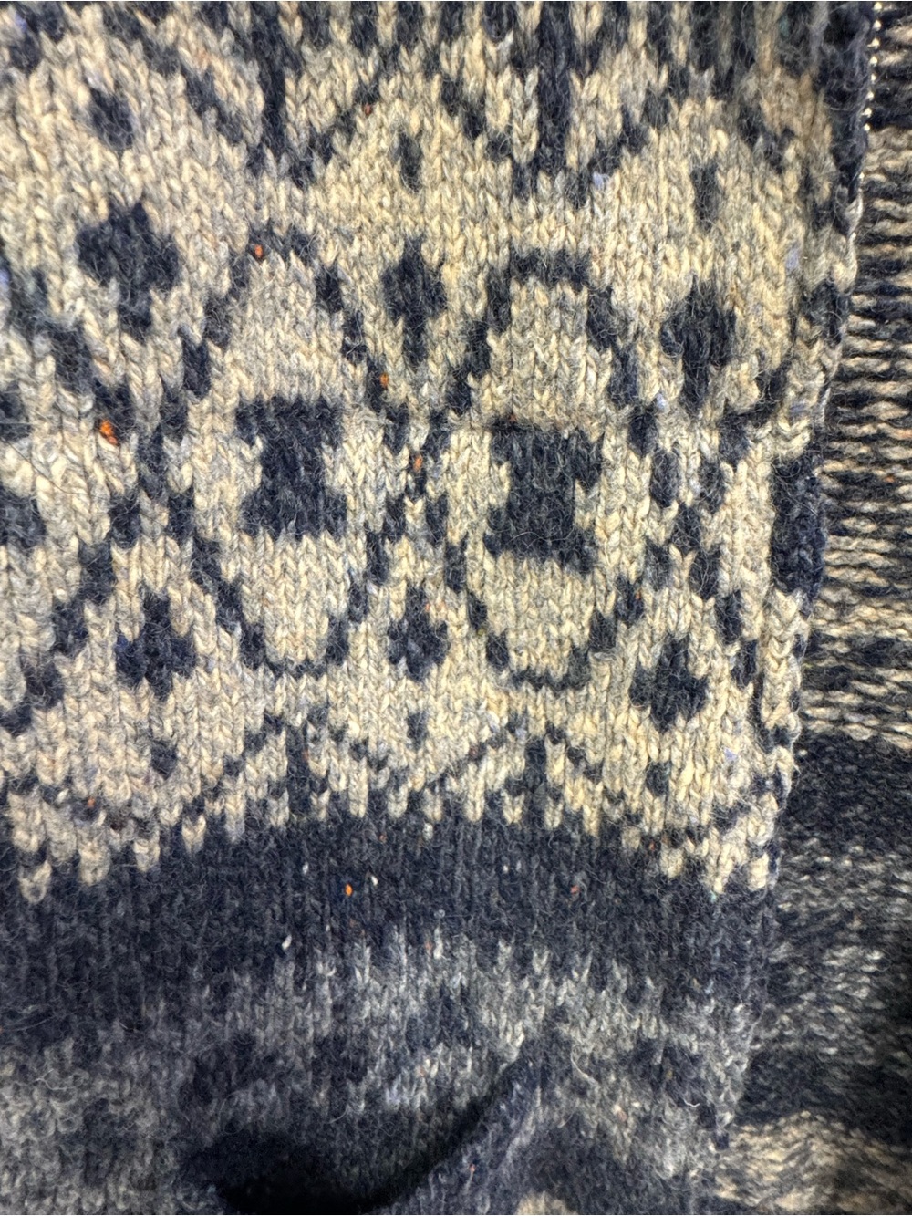 Vintage Talbots women's knit sweater zip up collared wool blend size Lg Aztec - Picture 6 of 8